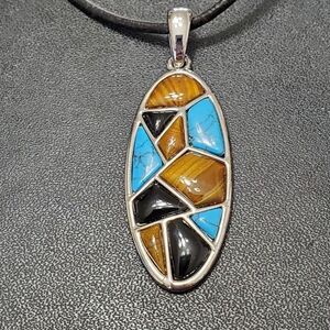 Lia Sophia silver tone multicolored stone pendant